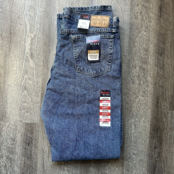 Wrangler Other - NEW Men's Wrangler Blues Relaxed Fit Blue Jeans 38 X 36 Workwear Baggy Skater